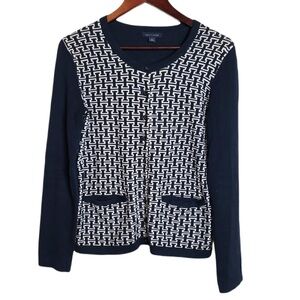 Tommy Hilfiger Navy White Button front sweater S